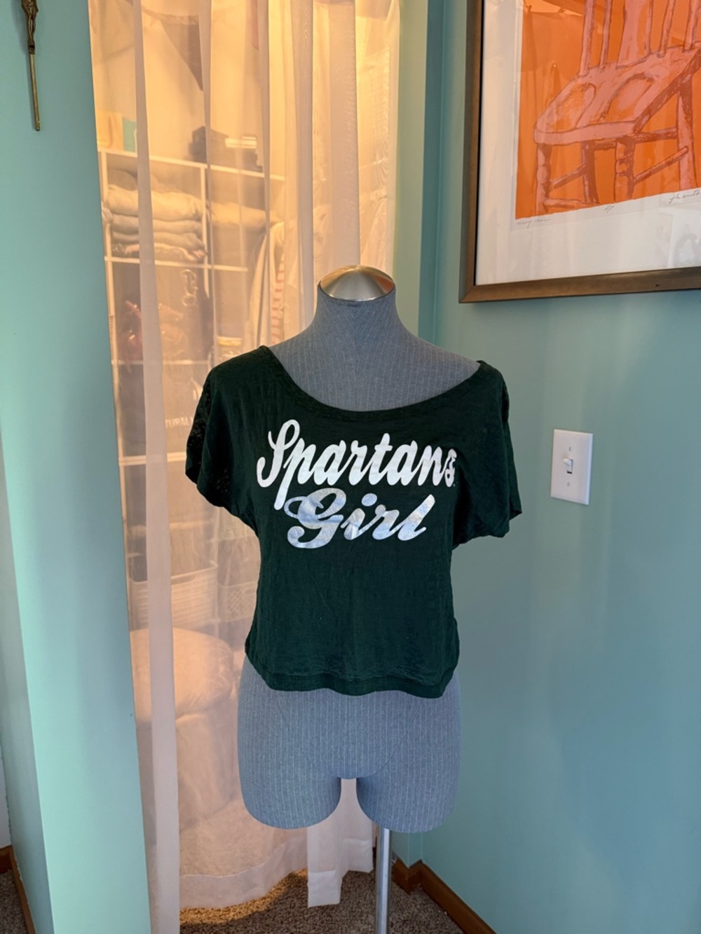 Colosseum Dark Green 'Spartans Girl' Cropped Tee